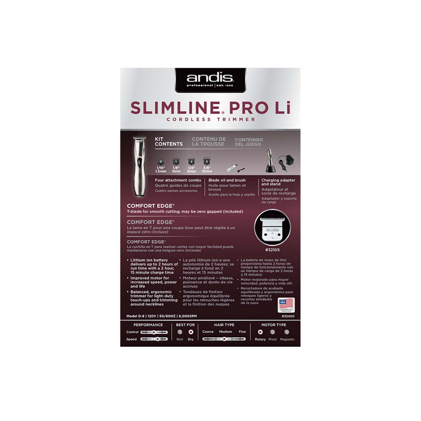 Patillera Inalambrica Profesional Andis Slimline Pro Li